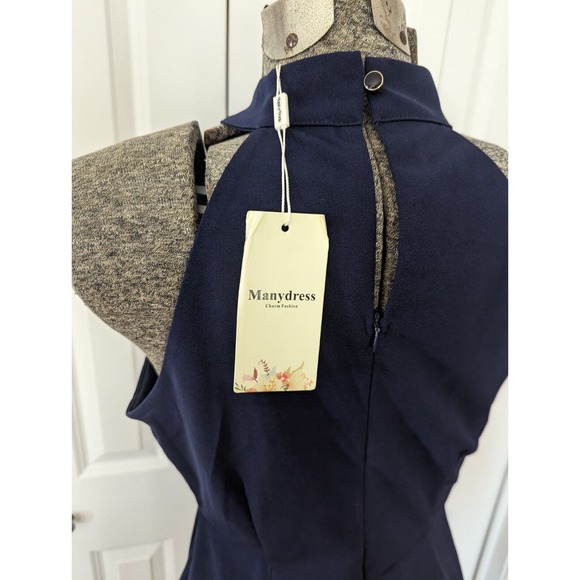 Manydress Womens Halter Ruched Dress Cocktail Bodycon Slim Mini Wrap Dress M - Picture 16 of 16